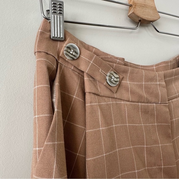 Topshop-plaid Cream & White High Rise Rolled Hem Trouser (Size:8) - Picture 7 of 11